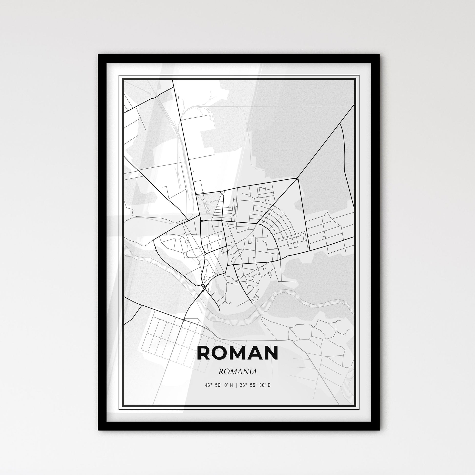 Roman Romania - Scandinavian Style City Map for Modern Home Decor