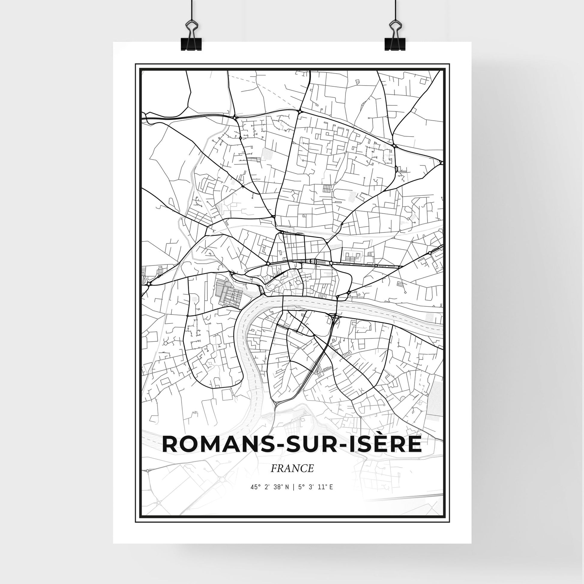 Romans-sur-Isère France - Premium City Map Poster