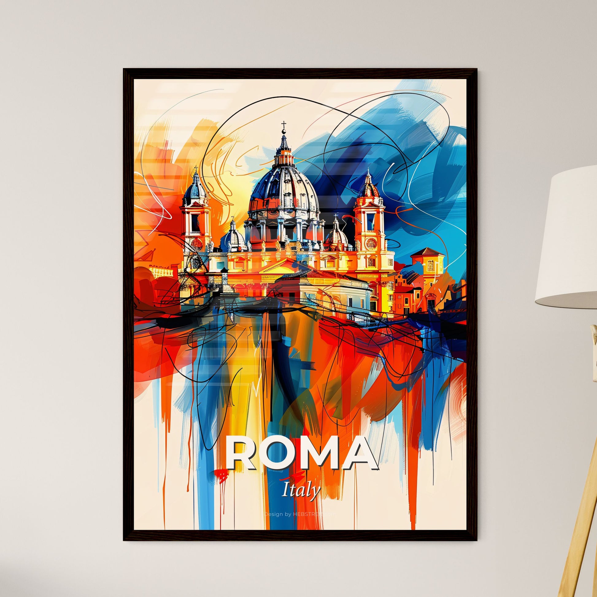 Vibrant Roma, Italy - A Painting Of A Building With A Dome