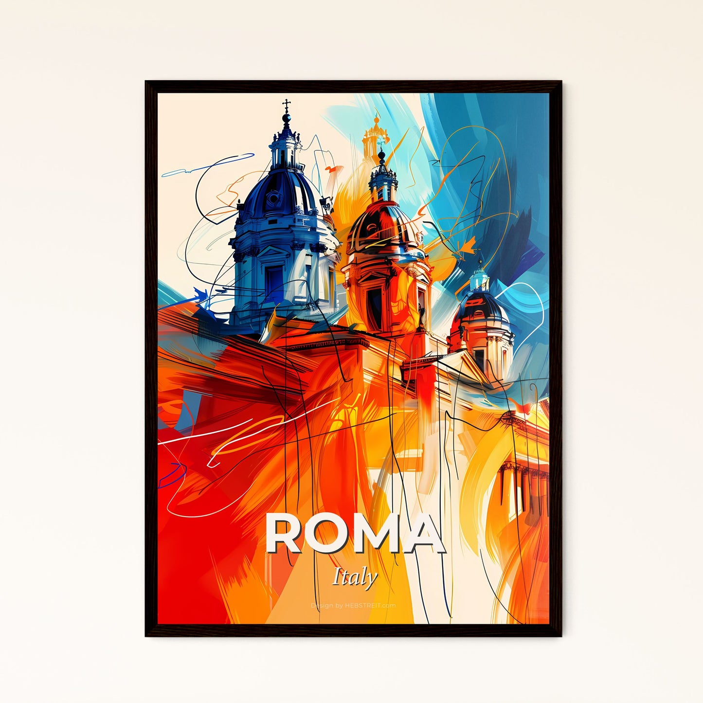 Vibrant Roma, Italy - A Colorful Painting Of A Building