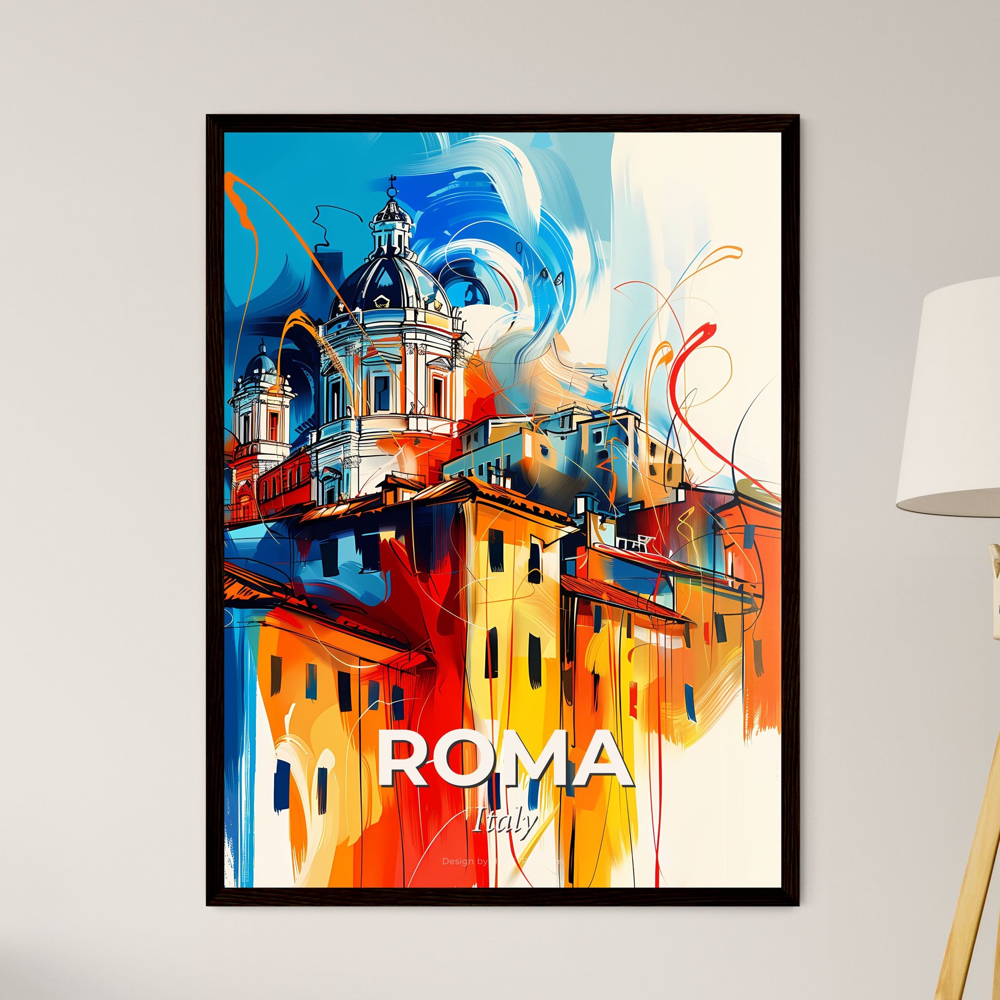 Vibrant Roma, Italy - A Painting Of A Building