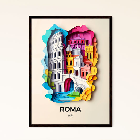 Vivid Rome, Italy - a paper cut of a city with a bridge