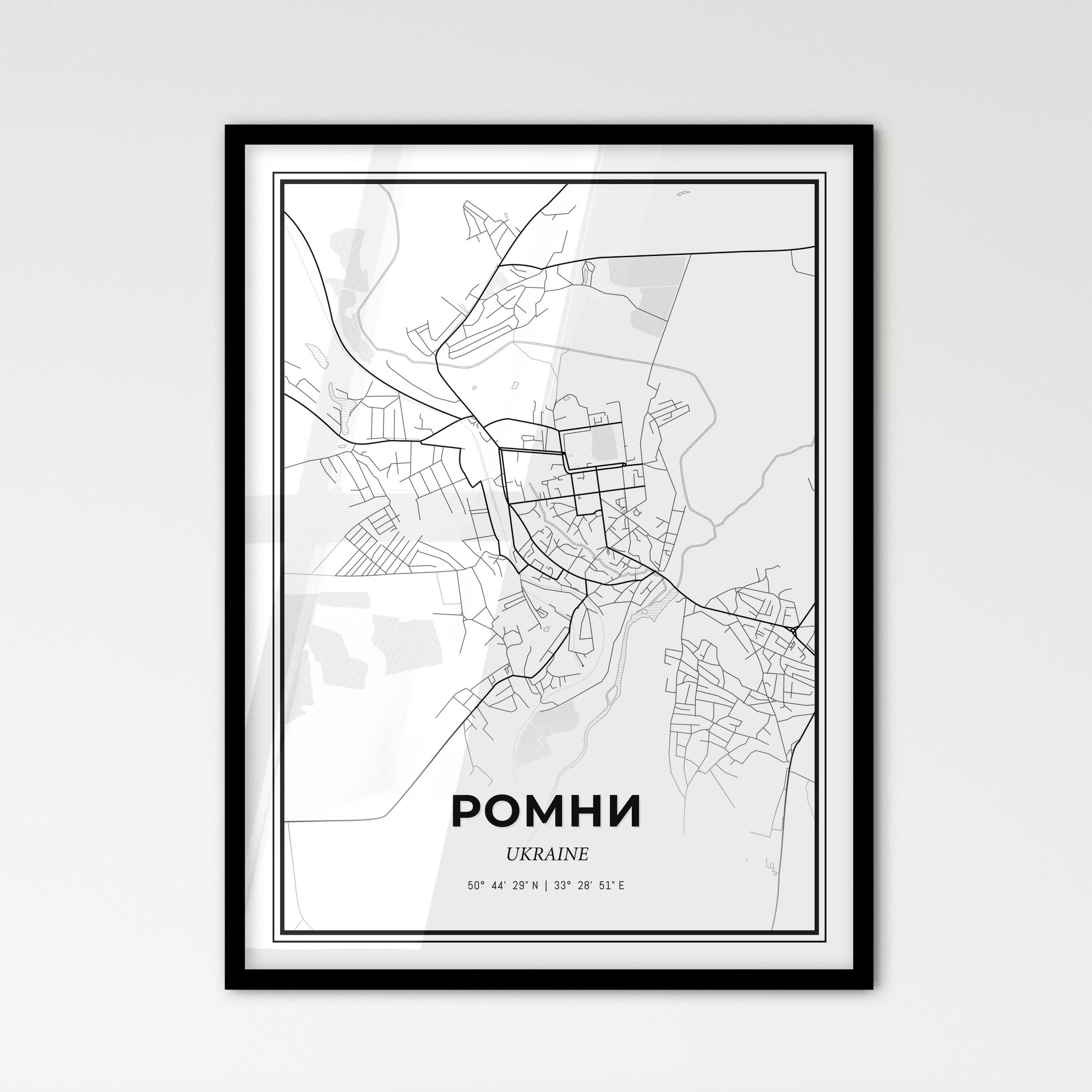 Romny Ukraine - Scandinavian Style City Map for Modern Home Decor