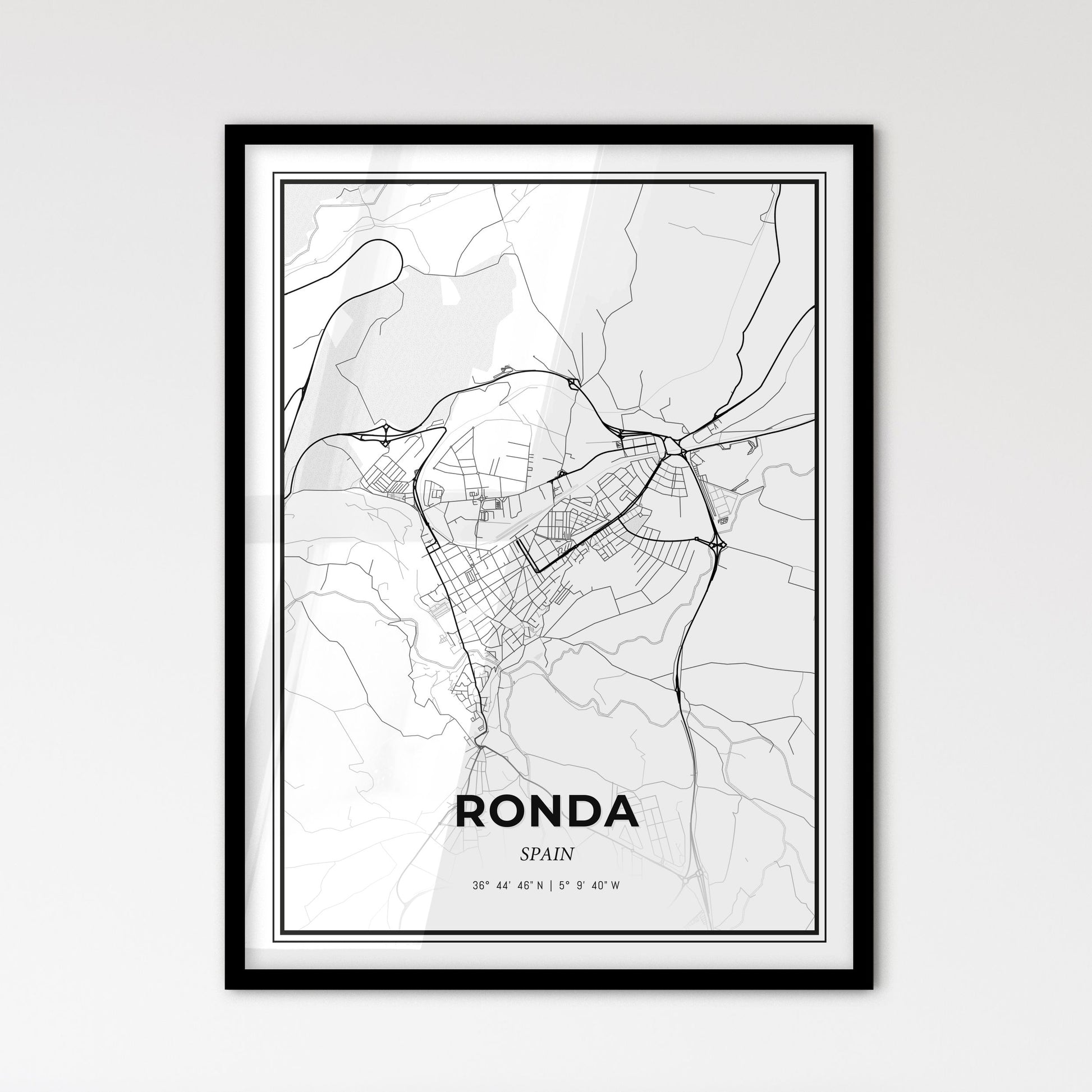 Ronda Spain - Scandinavian Style City Map for Modern Home Decor