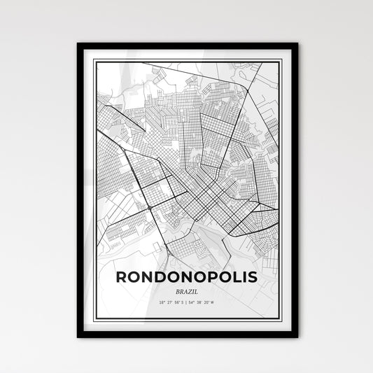 Rondonopolis Brazil - Scandinavian Style City Map for Modern Home Decor