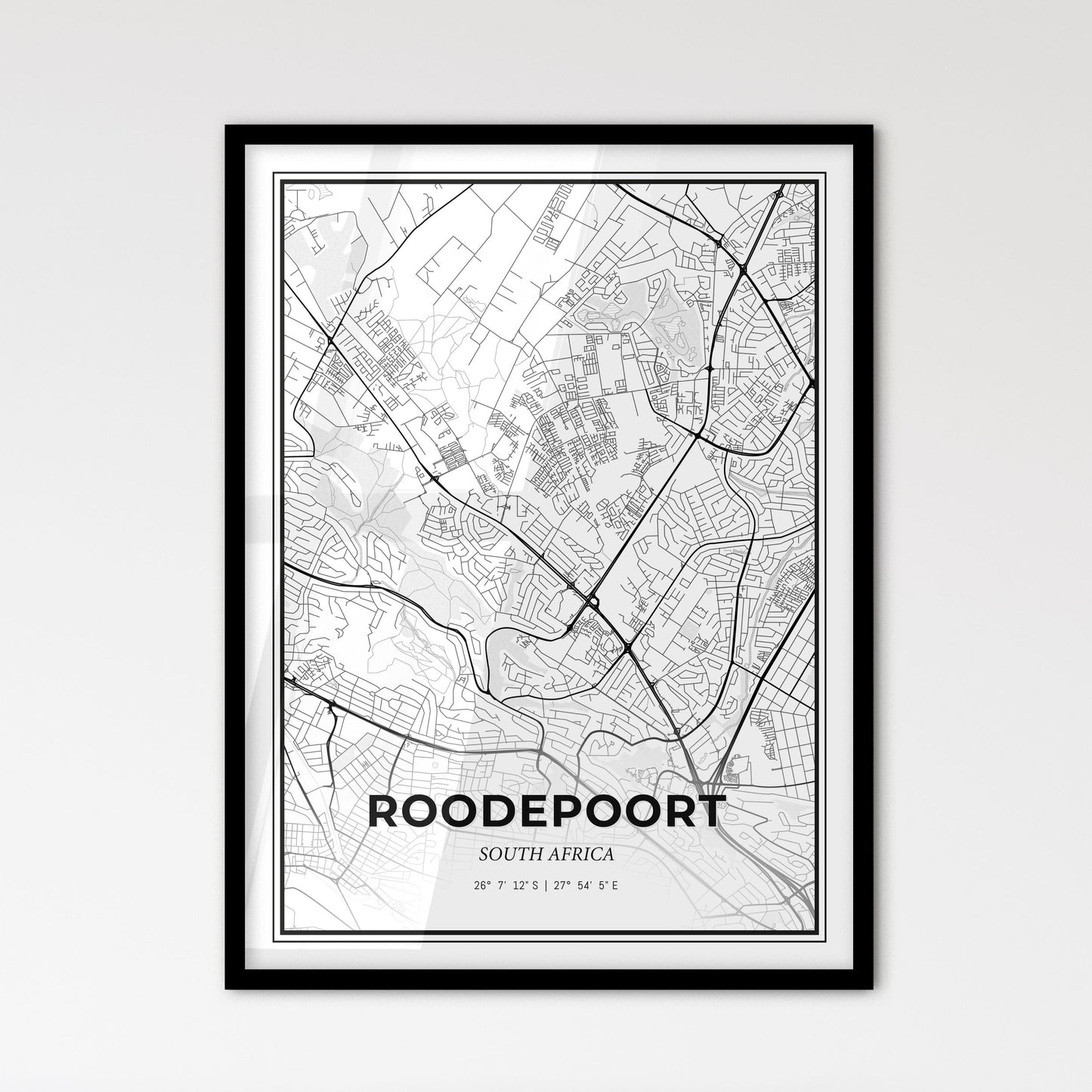 Roodepoort South Africa - Scandinavian Style City Map for Modern Home Decor