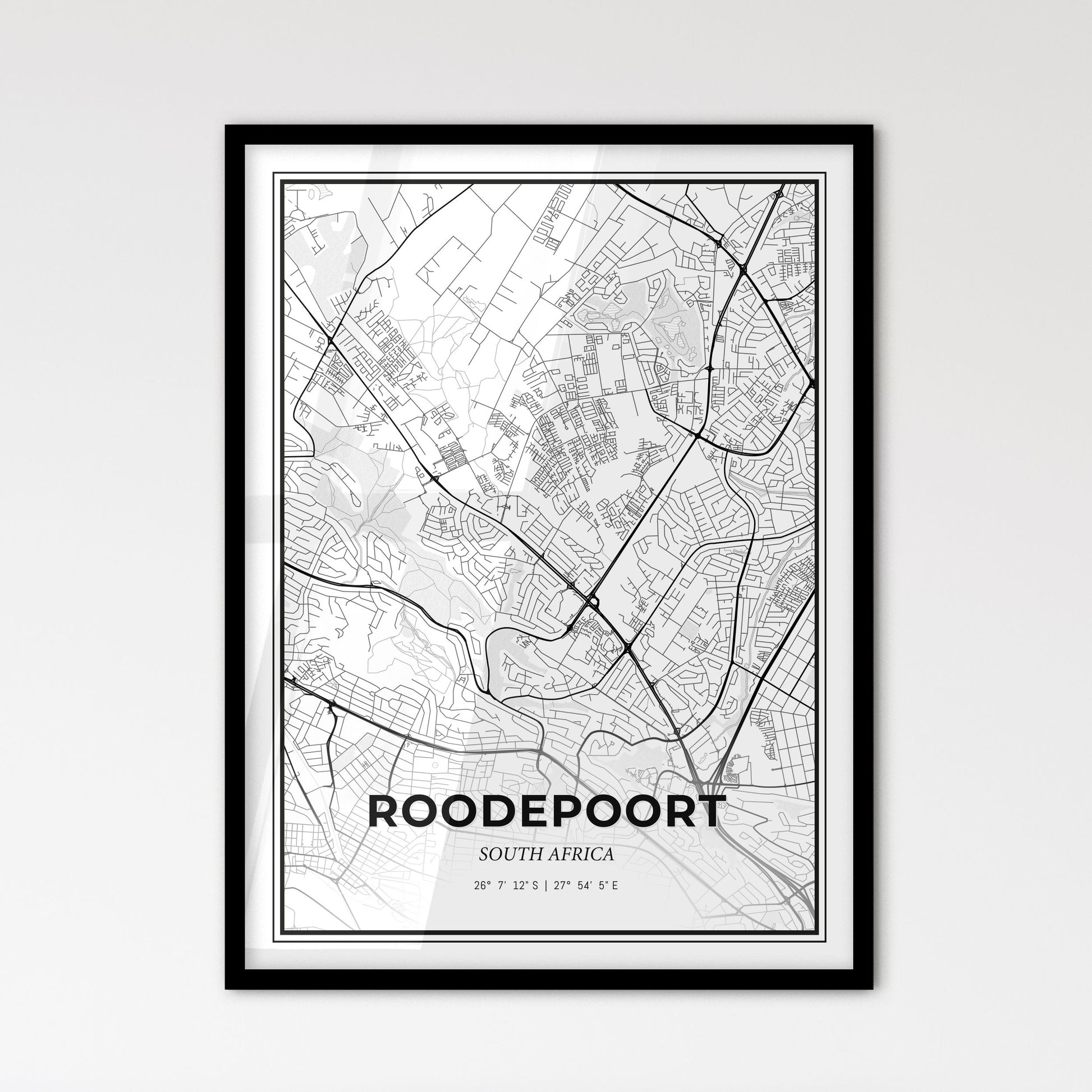 Roodepoort South Africa - Scandinavian Style City Map for Modern Home Decor