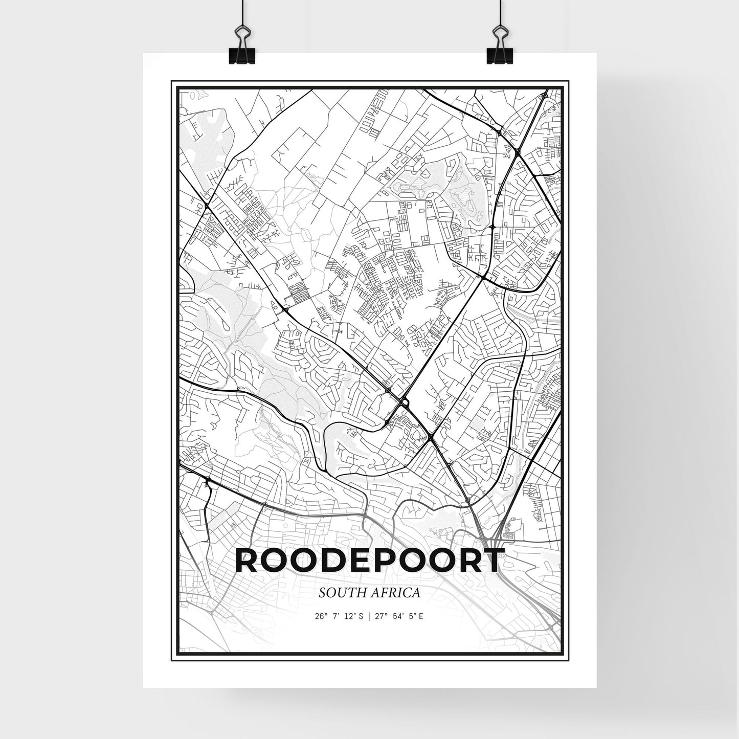 Roodepoort South Africa - Premium City Map Poster