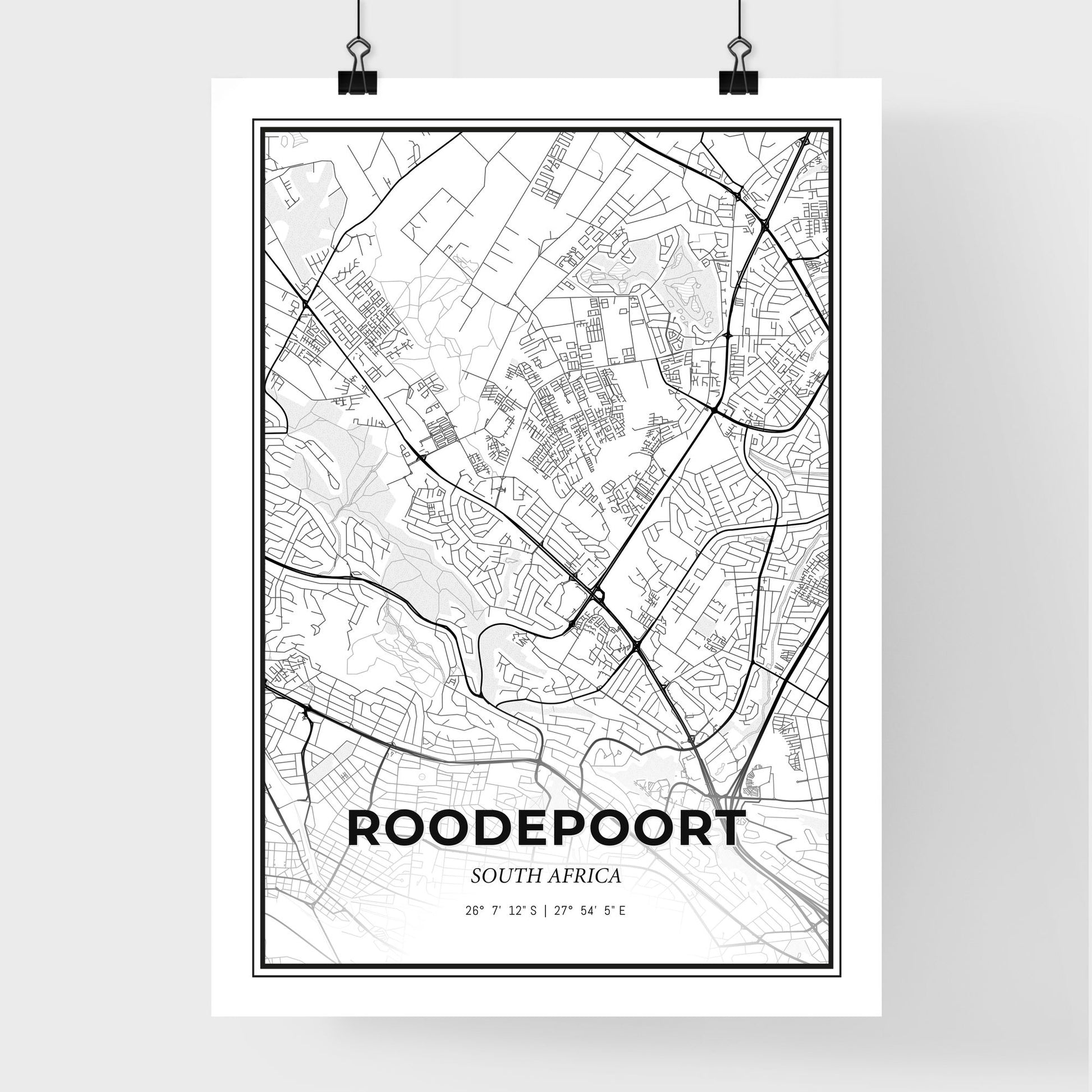 Roodepoort South Africa - Premium City Map Poster