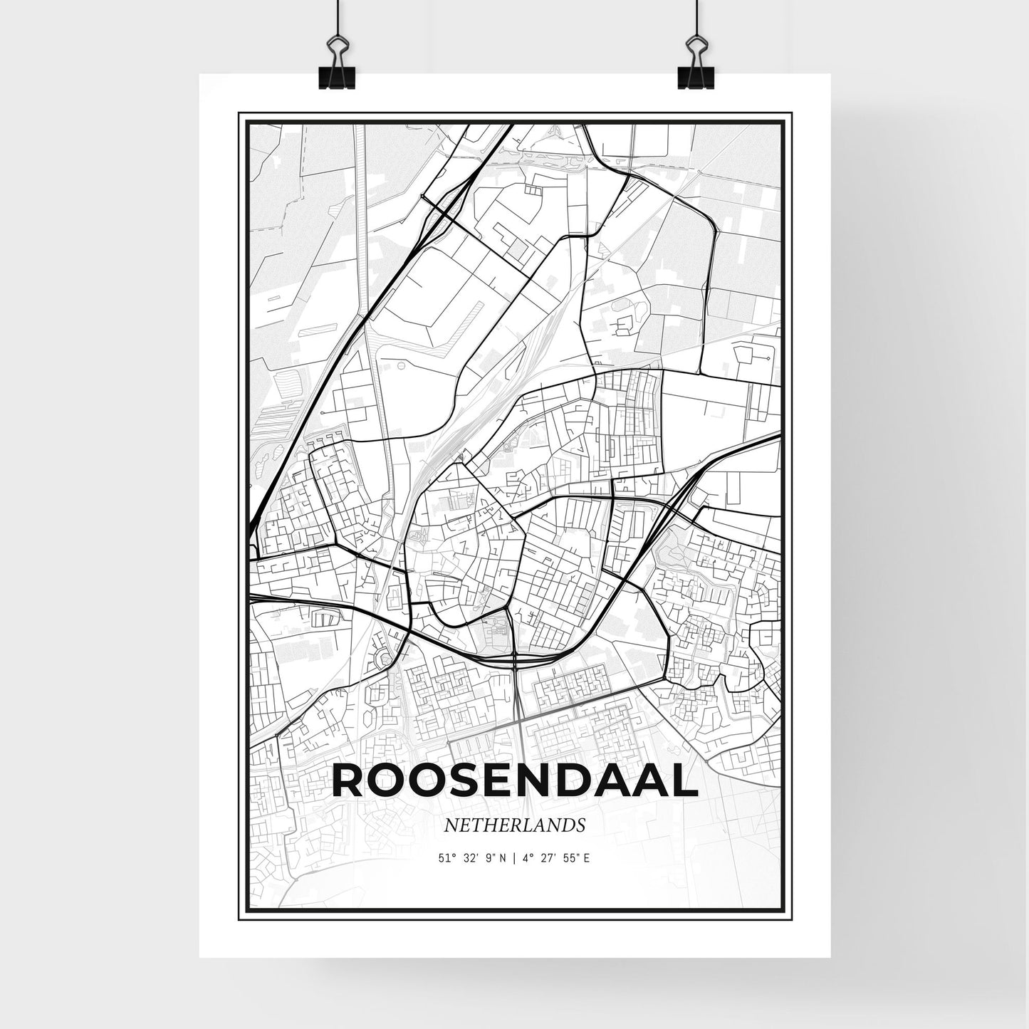  Roosendaal Netherlands - Premium City Map Poster