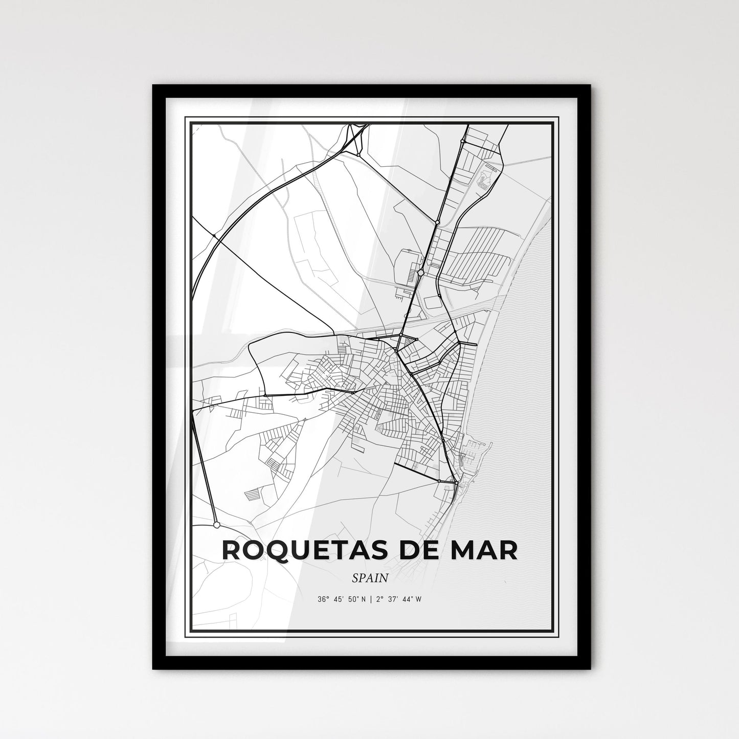 Roquetas de Mar Spain - Scandinavian Style City Map for Modern Home Decor