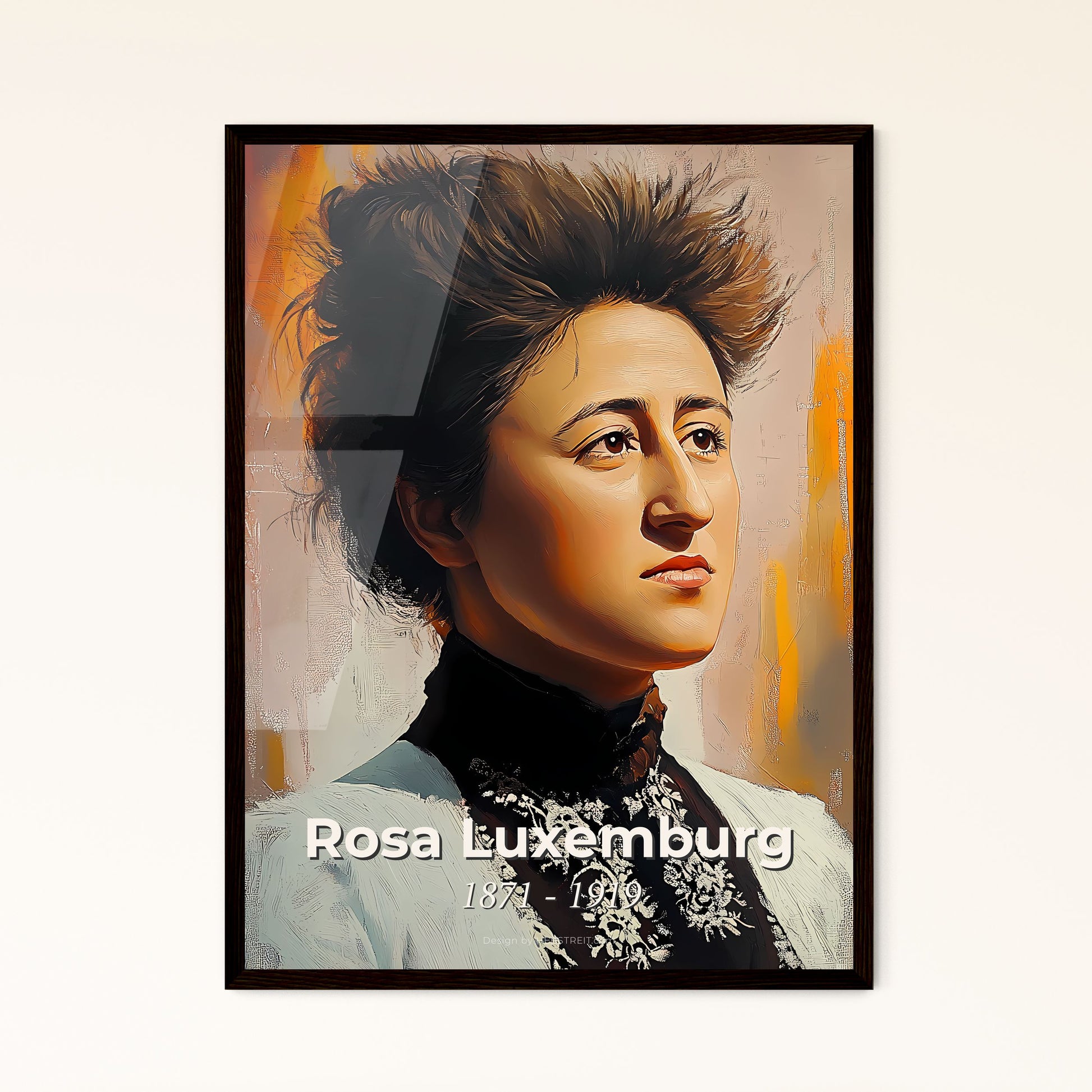 Portrait of Rosa Luxemburg, 1871 - 1919. Impressionistic painting of a woman with nice hair.