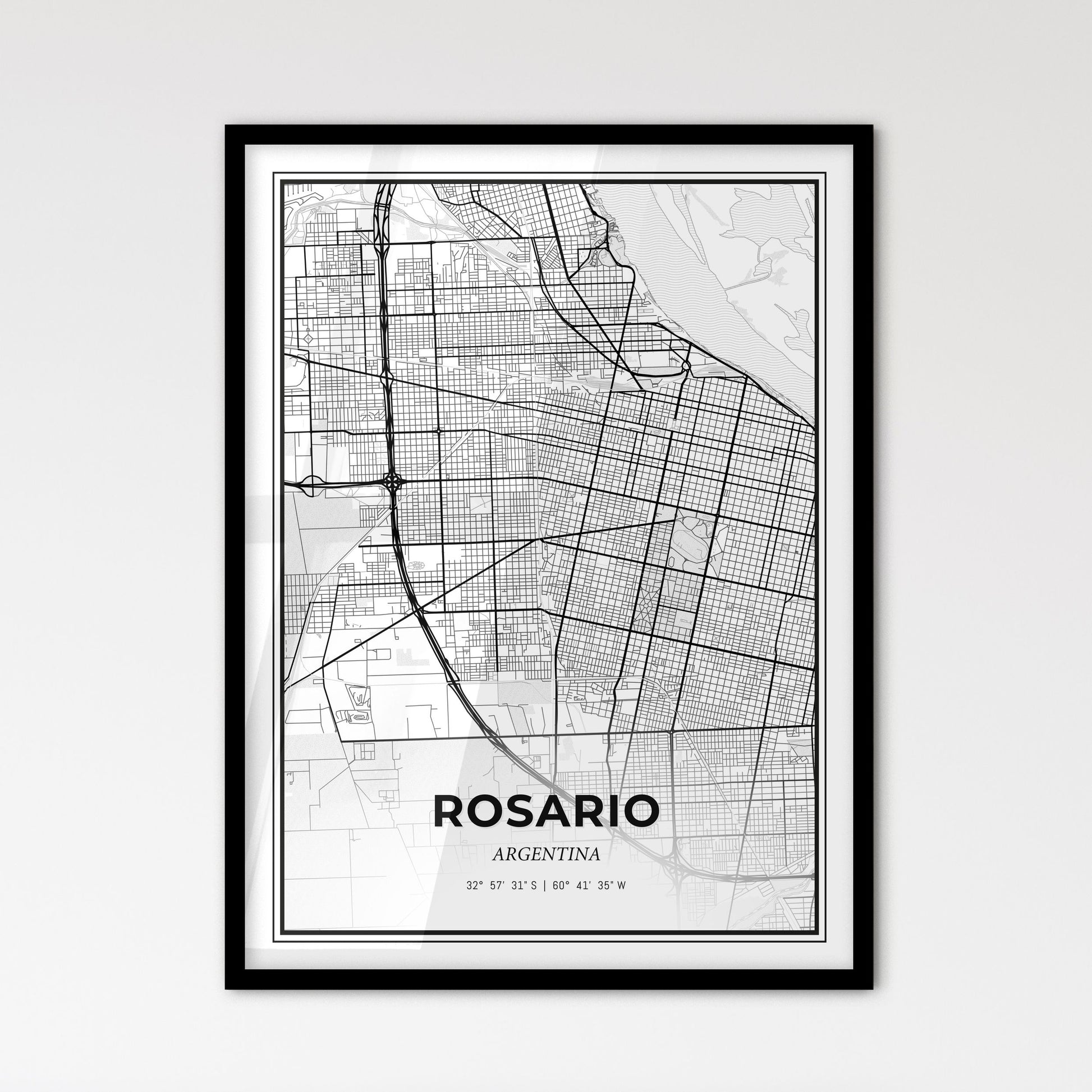 Rosario Argentina - Scandinavian Style City Map for Modern Home Decor