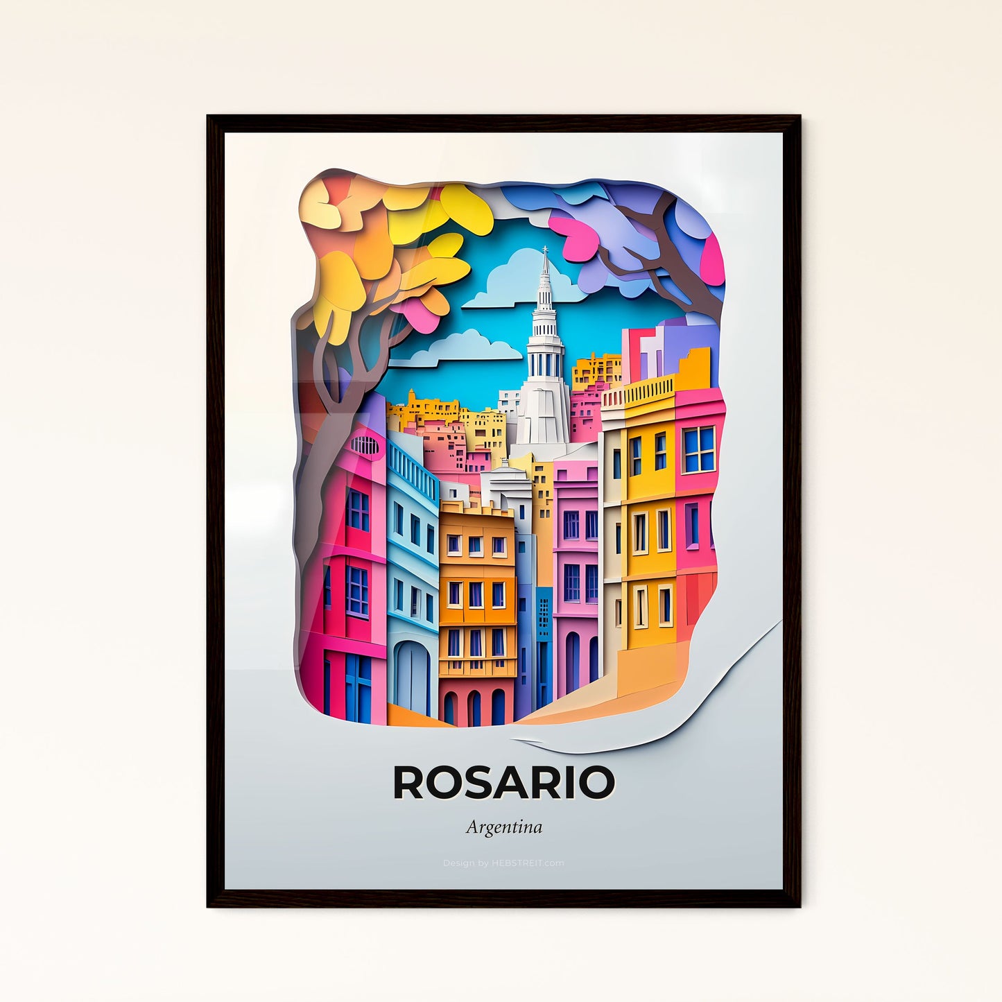 Vivid Rosario, Argentina - a paper cut of a city with a clock tower