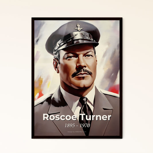 Portrait of Roscoe Turner, 1895 - 1970. Impressionistic painting of a man in a uniform.