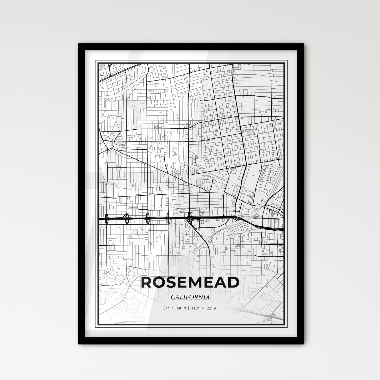 Rosemead California - Scandinavian Style City Map for Modern Home Decor