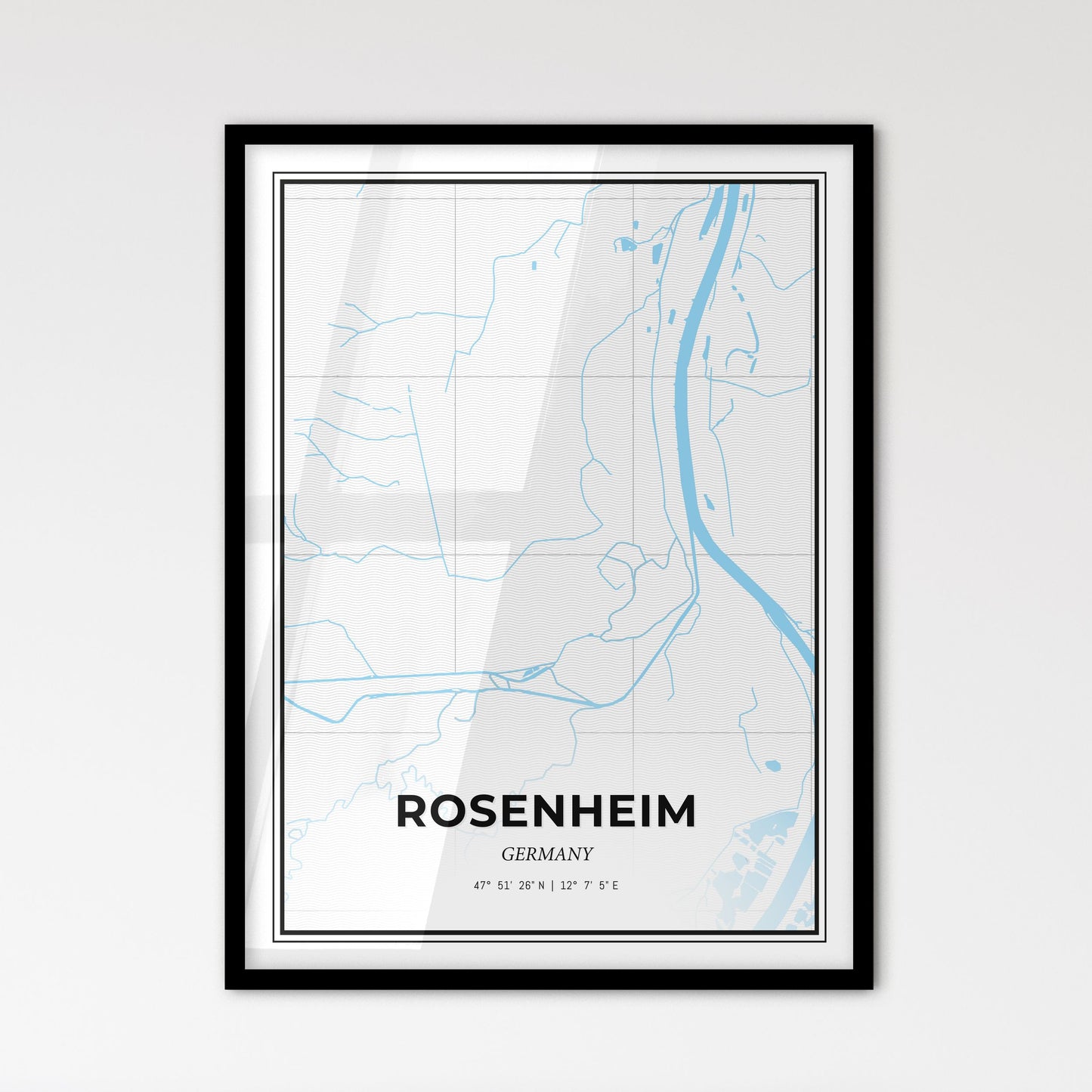 Rosenheim Germany - Scandinavian Style City Map for Modern Home Decor