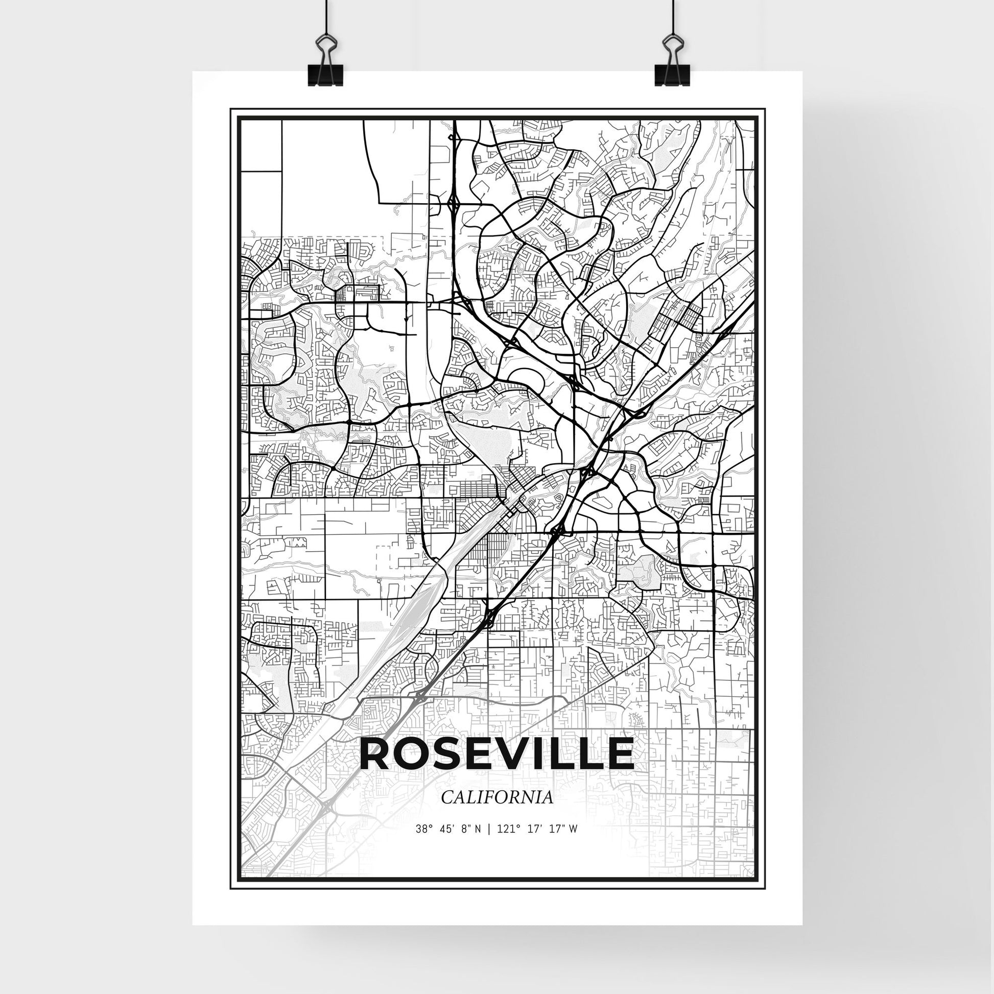 Roseville California - Premium City Map Poster