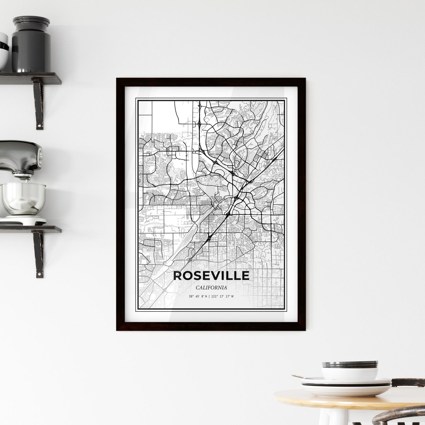 Roseville California - Minimal City Map