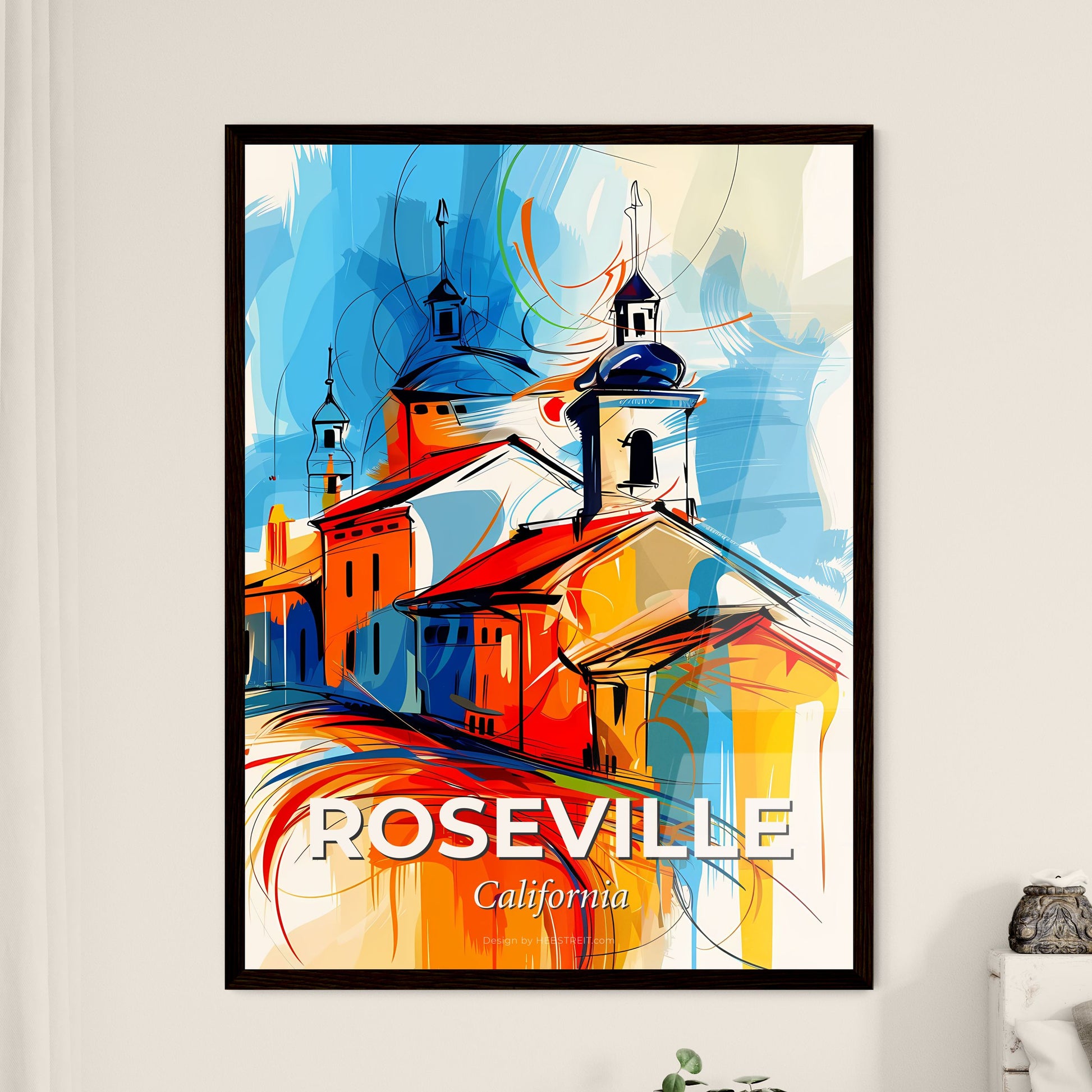 Vibrant Roseville, California - A Painting Of A Building