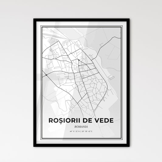 Roșiorii de Vede Romania - Scandinavian Style City Map for Modern Home Decor