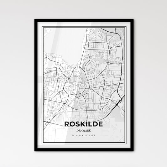 Roskilde Denmark - Scandinavian Style City Map for Modern Home Decor