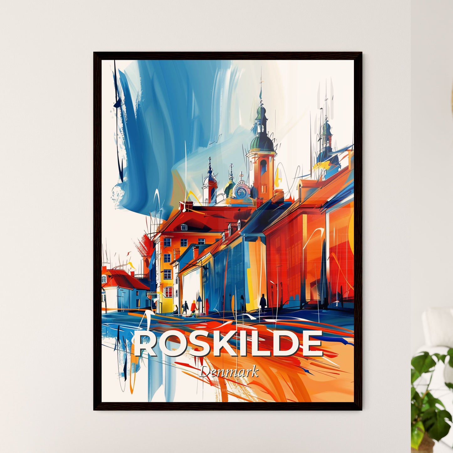 Vibrant Roskilde, Denmark - A Colorful Cityscape With Buildings And A Street