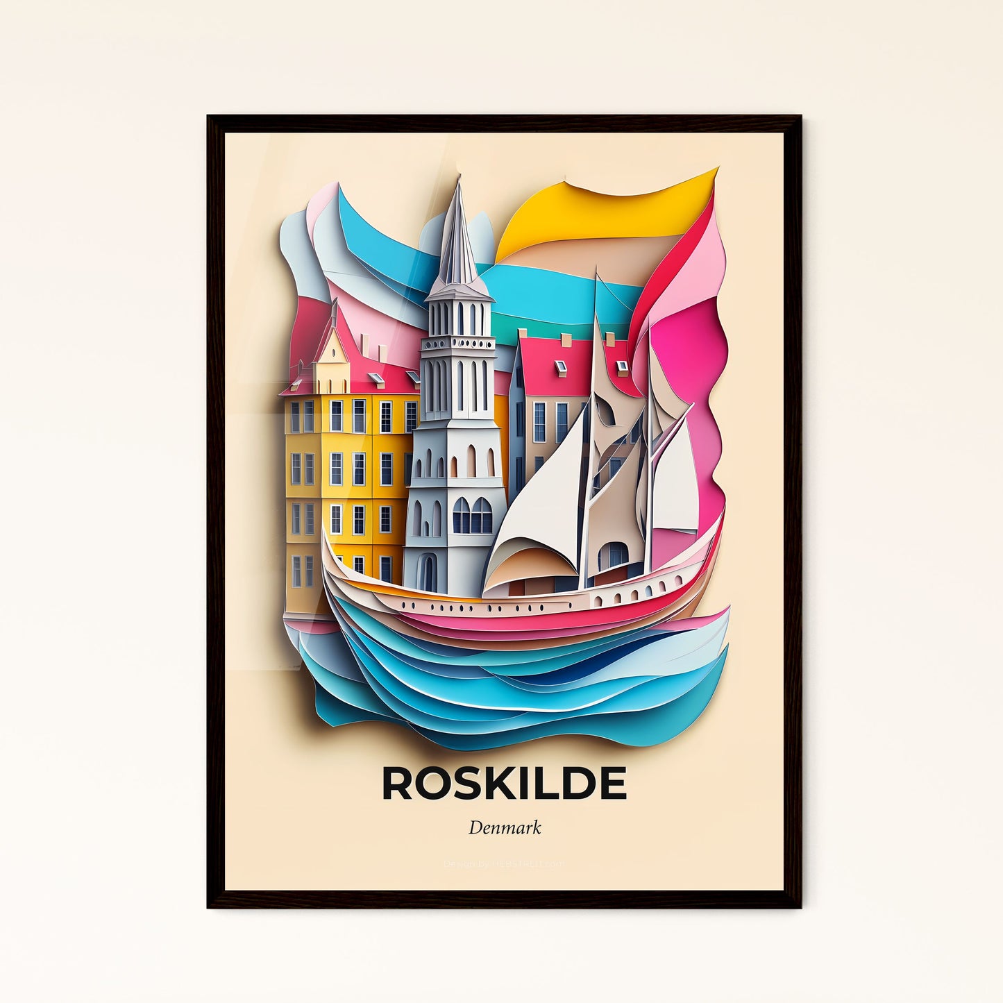 Vivid Roskilde, Denmark - a paper cut of a boat in the water