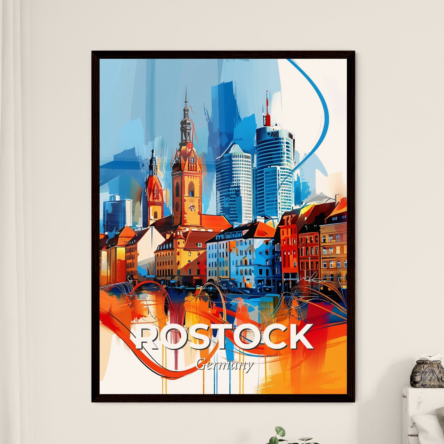 Vibrant Rostock, Germany - A Colorful Cityscape With Buildings And A Blue Sky