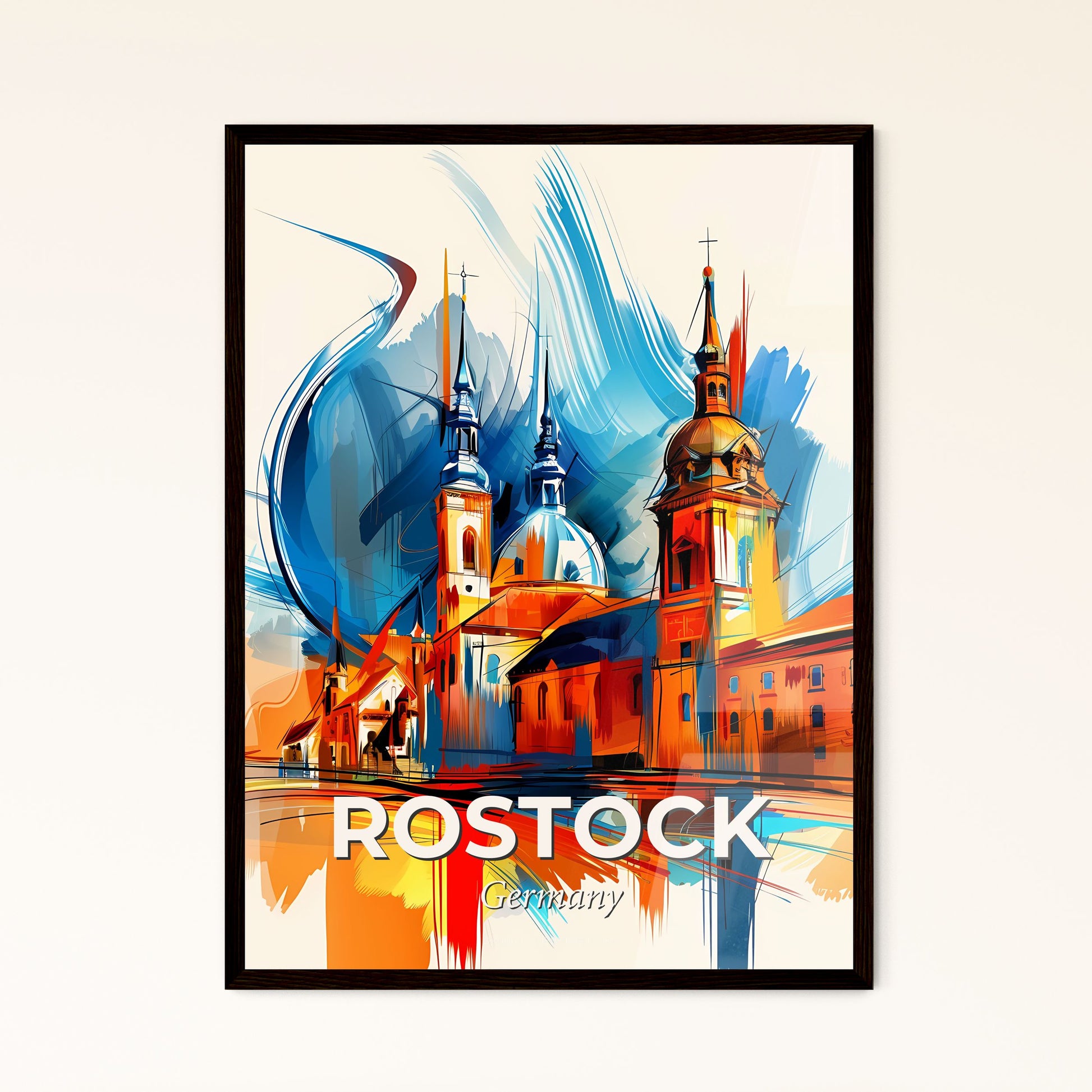 Vibrant Rostock, Germany - A Painting Of A Building