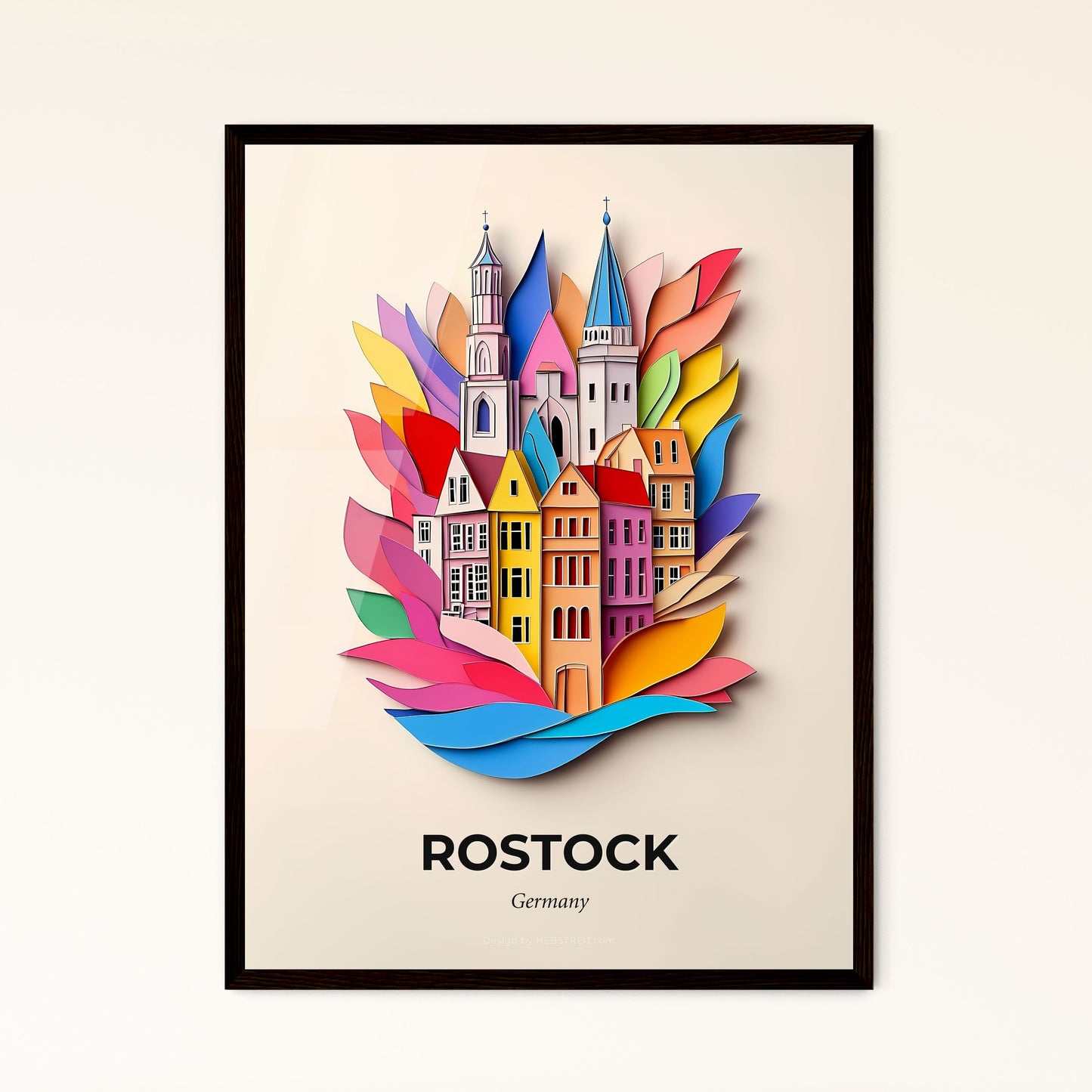 Vivid Rostock, Germany - a paper cut of a city with a church