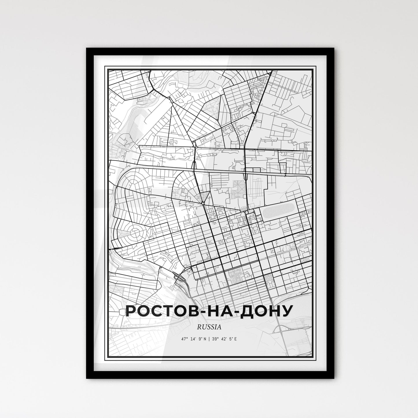 Rostov-on-Don Russia - Scandinavian Style City Map for Modern Home Decor