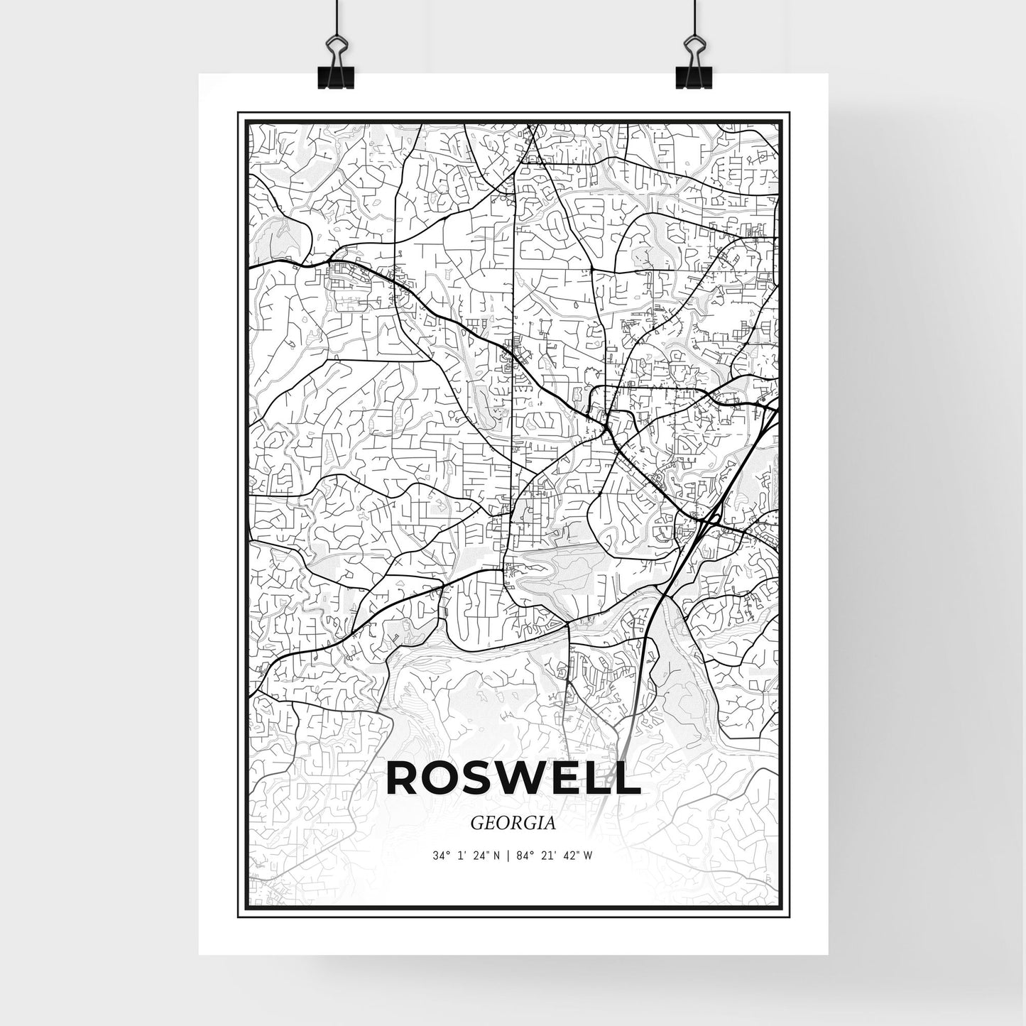 Roswell Georgia - Premium City Map Poster