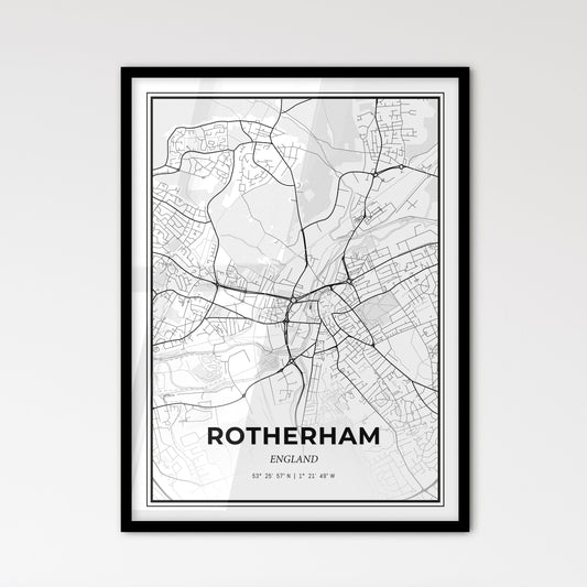 Rotherham England - Scandinavian Style City Map for Modern Home Decor