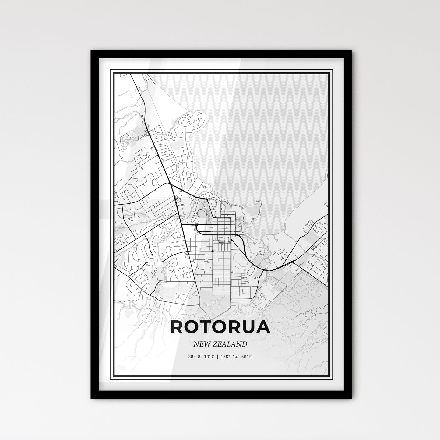 Rotorua New Zealand - Scandinavian Style City Map for Modern Home Decor