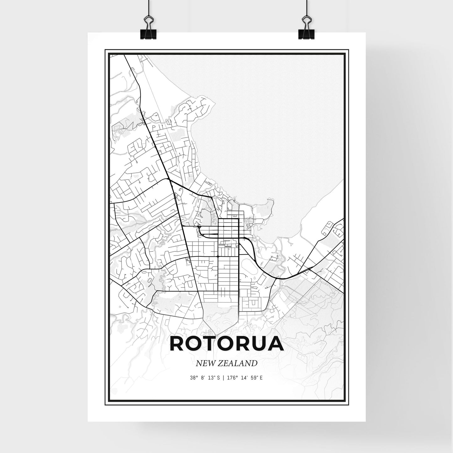 Rotorua New Zealand - Premium City Map Poster