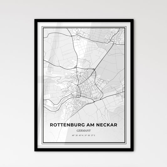 Rottenburg am Neckar Germany - Scandinavian Style City Map for Modern Home Decor