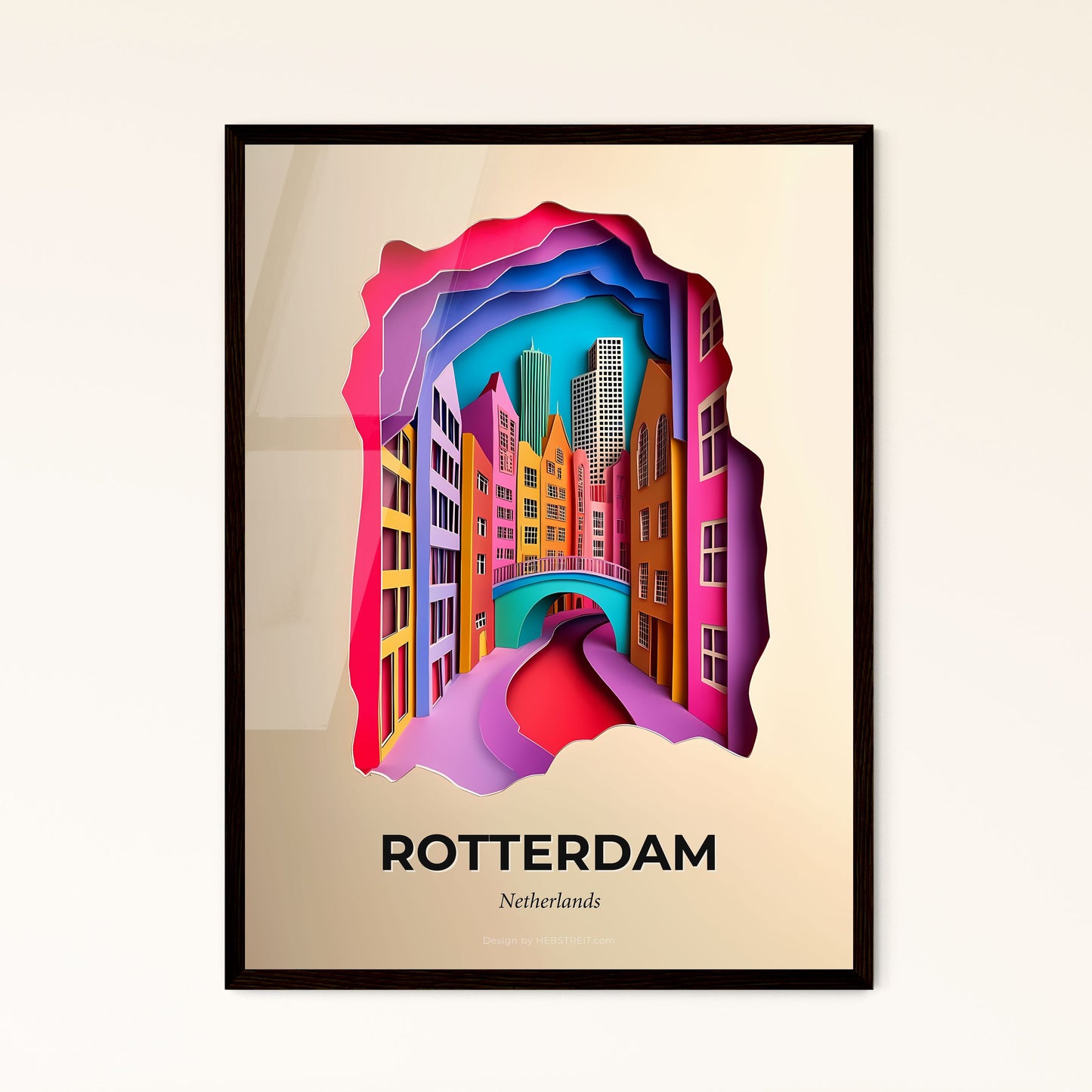 Vivid Rotterdam, Netherlands - a paper cut of a city with a bridge