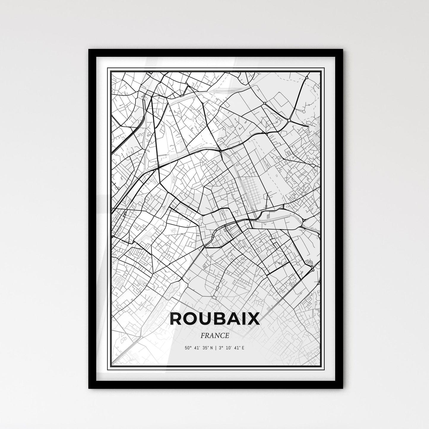 Roubaix France - Scandinavian Style City Map for Modern Home Decor