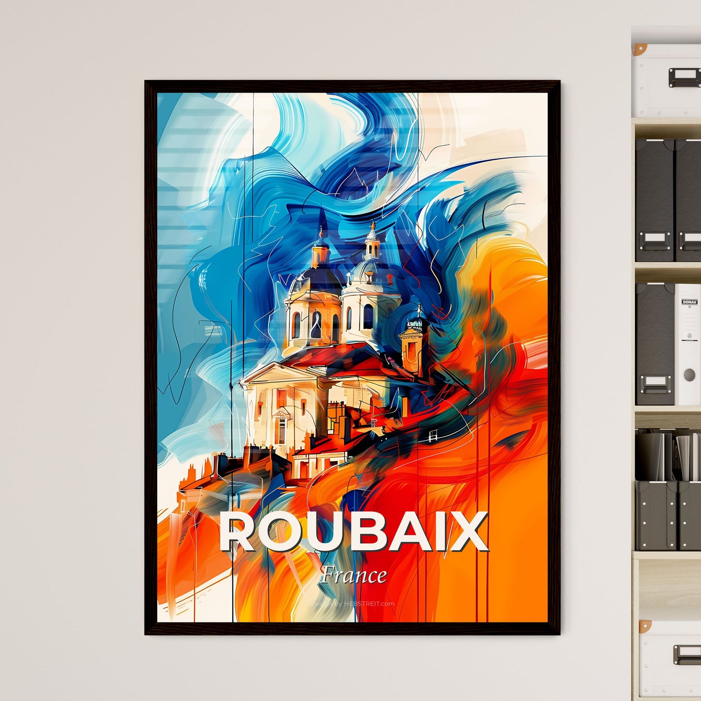 Vibrant Roubaix, France - A Painting Of A Building