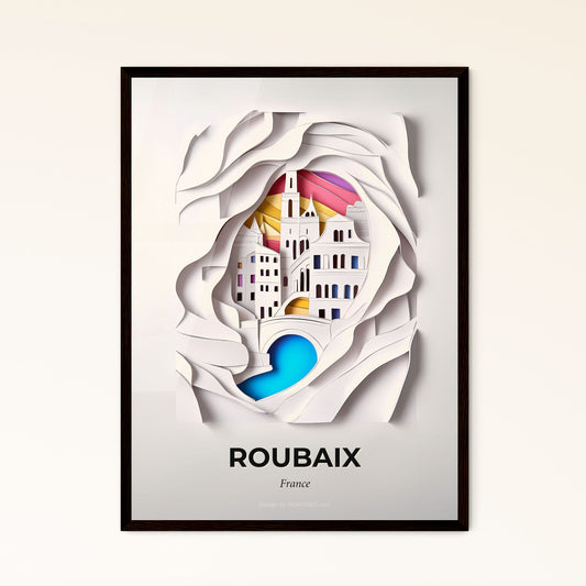 Vivid Roubaix, France - a paper cut of a city with a river