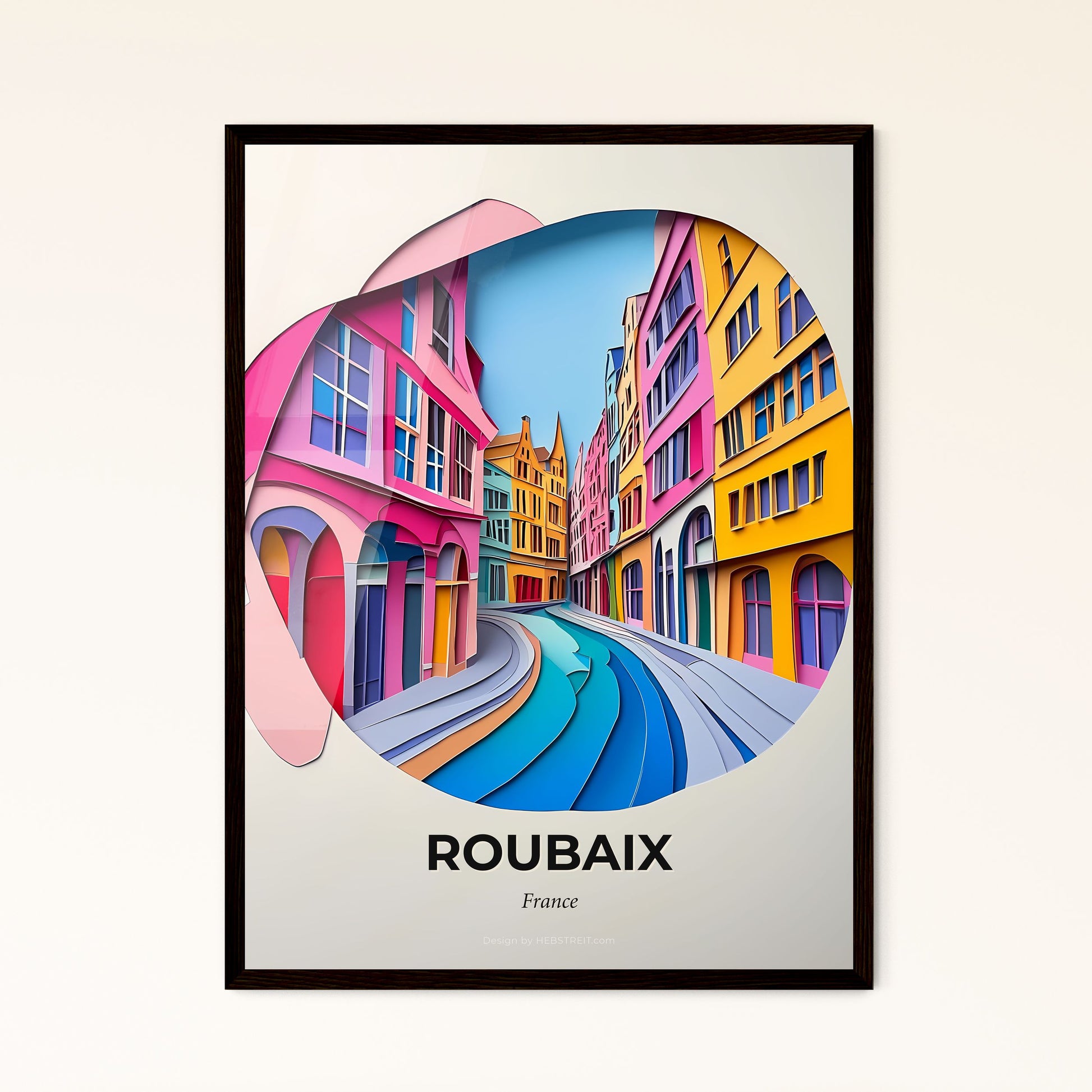 Vivid Roubaix, France - a colorful city street with a curved road