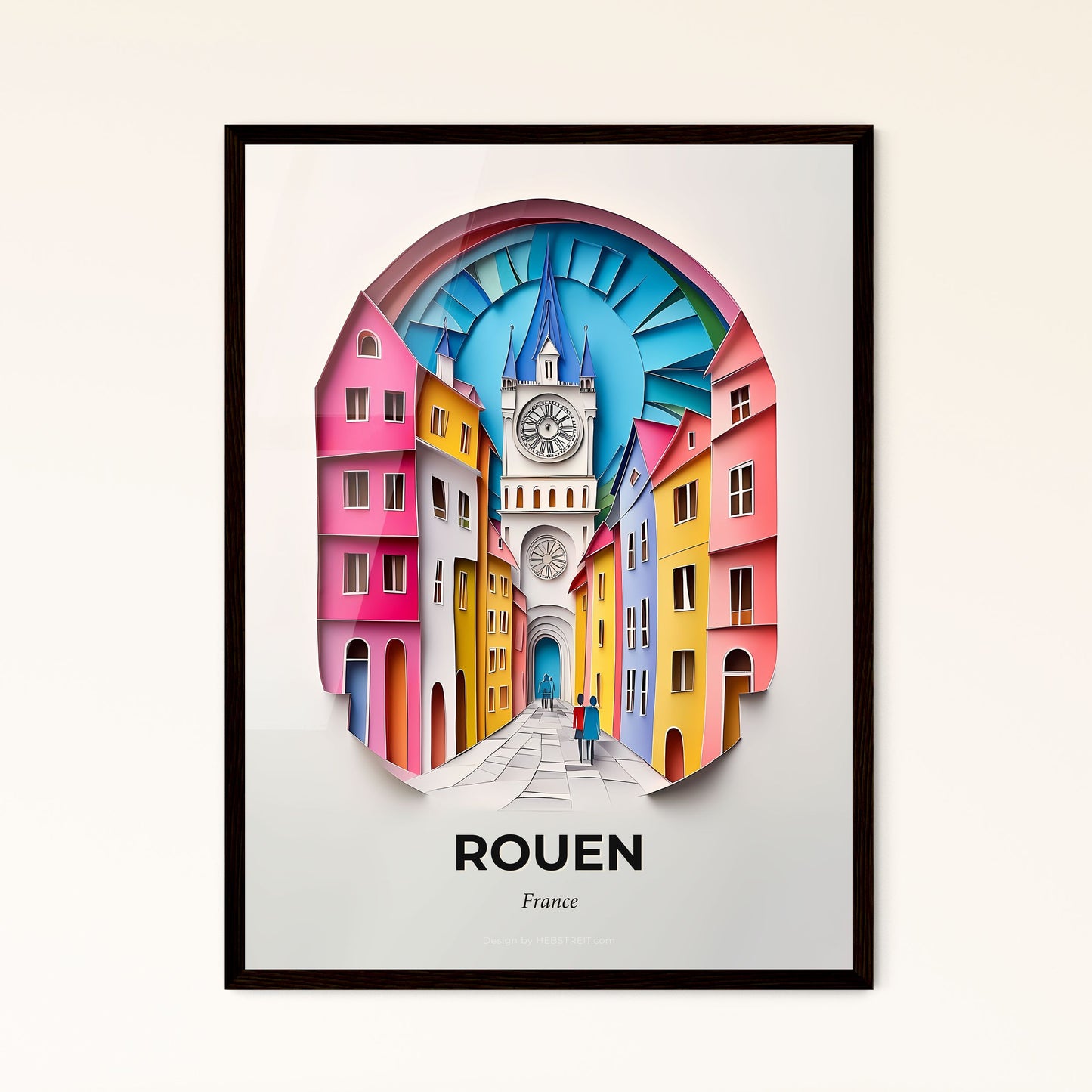 Vivid Rouen, France - a paper cut of a clock tower in a city