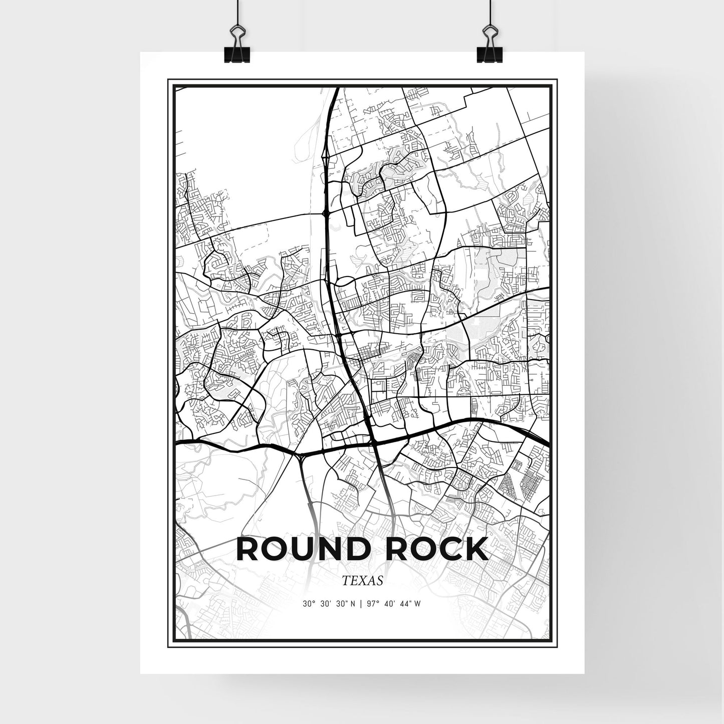 Round Rock Texas - Premium City Map Poster