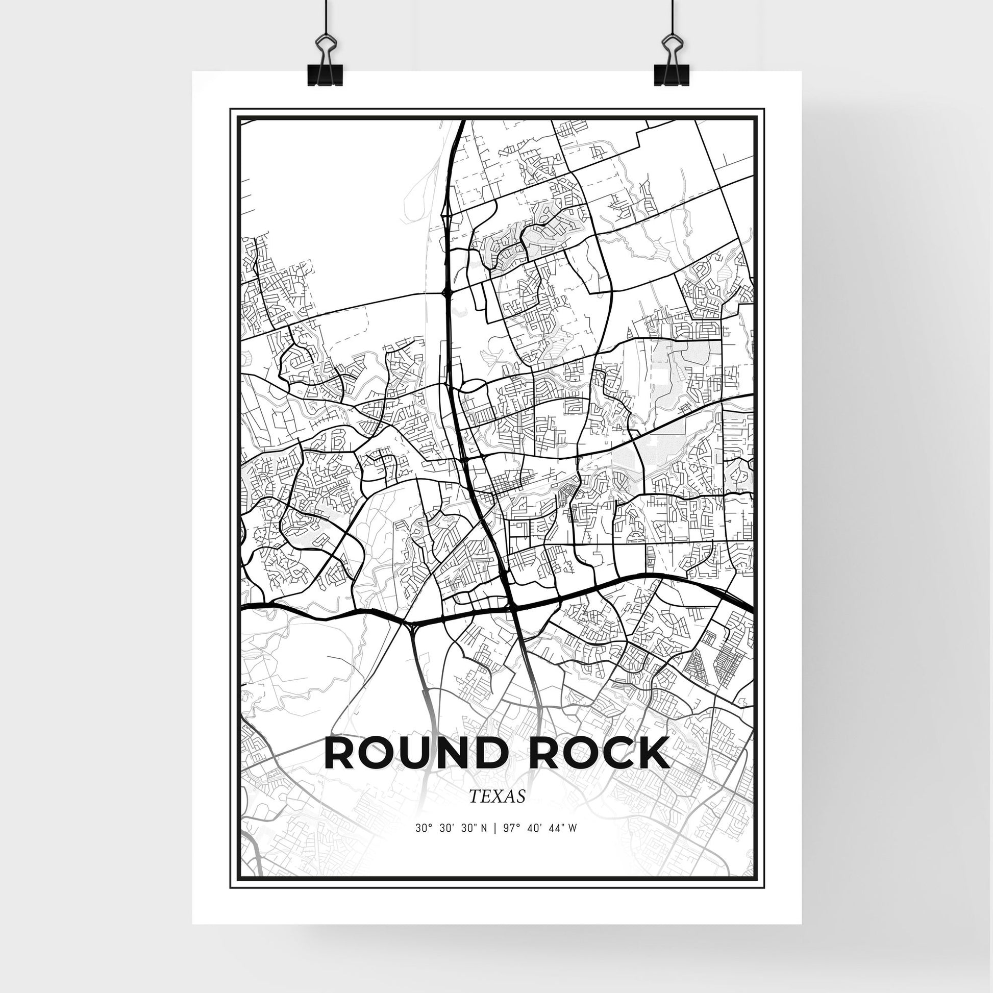 Round Rock Texas - Premium City Map Poster