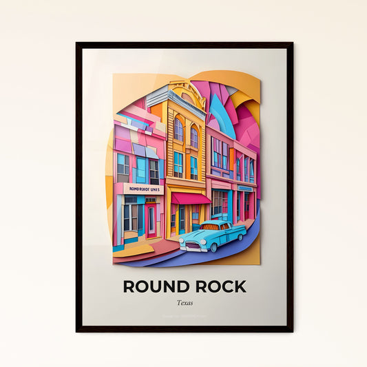 Vivid Round Rock, Texas - a colorful city scene with a car in front of a building