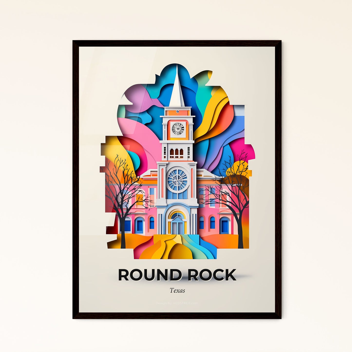 Vivid Round Rock, Texas - a clock tower with a colorful background