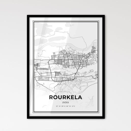 Rourkela India - Scandinavian Style City Map for Modern Home Decor