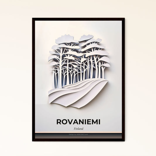 Vivid Rovaniemi, Finland - a cut out of paper of a forest