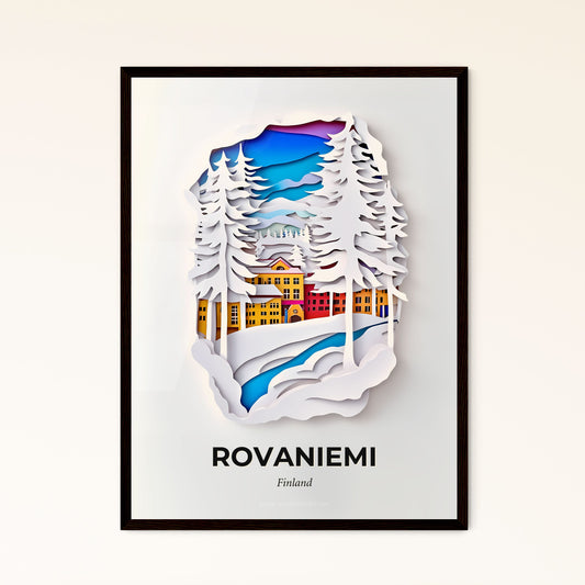 Vivid Rovaniemi, Finland - a paper cut of a house in the woods